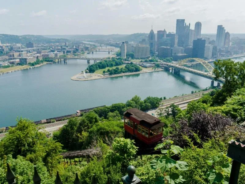 Pittsburgh skyline with bridges over the river